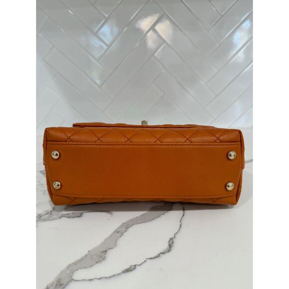 Chanel 21A Caramel Brown Caviar Mini Small Coco Handle CC Quilted Chain Flap Bag - Picture 13 of 16